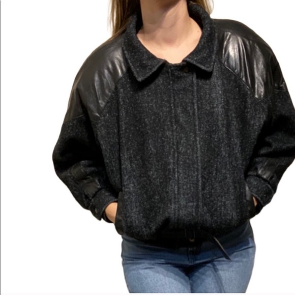 Vintage Wool & Leather Bomber Jacket - Picture 9 of 13